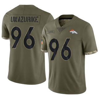 Limited Eyioma Uwazurike Men's Denver Broncos 2022 Salute To Service Jersey - Olive