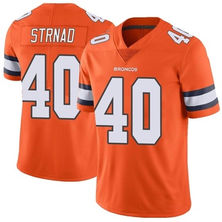Limited Justin Strnad Men's Denver Broncos Color Rush Vapor Untouchable Jersey - Orange