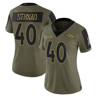 Limited Justin Strnad Women's Denver Broncos 2021 Salute To Service Jersey - Olive