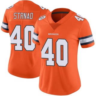 Limited Justin Strnad Women's Denver Broncos Color Rush Vapor Untouchable Jersey - Orange