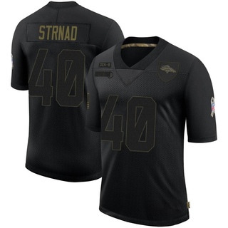 Limited Justin Strnad Youth Denver Broncos 2020 Salute To Service Jersey - Black