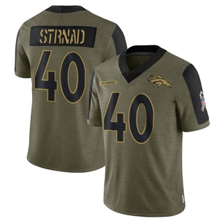 Limited Justin Strnad Youth Denver Broncos 2021 Salute To Service Jersey - Olive