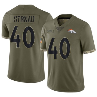 Limited Justin Strnad Youth Denver Broncos 2022 Salute To Service Jersey - Olive