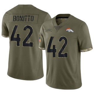 Limited Nik Bonitto Youth Denver Broncos 2022 Salute To Service Jersey - Olive