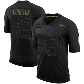 Limited Tom Compton Men's Denver Broncos 2020 Salute To Service Jersey - Black