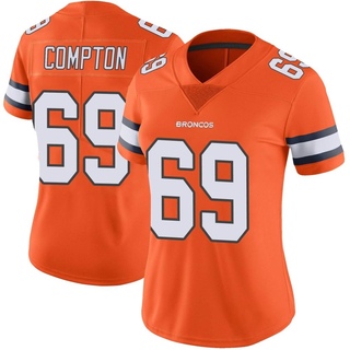 Limited Tom Compton Women's Denver Broncos Color Rush Vapor Untouchable Jersey - Orange